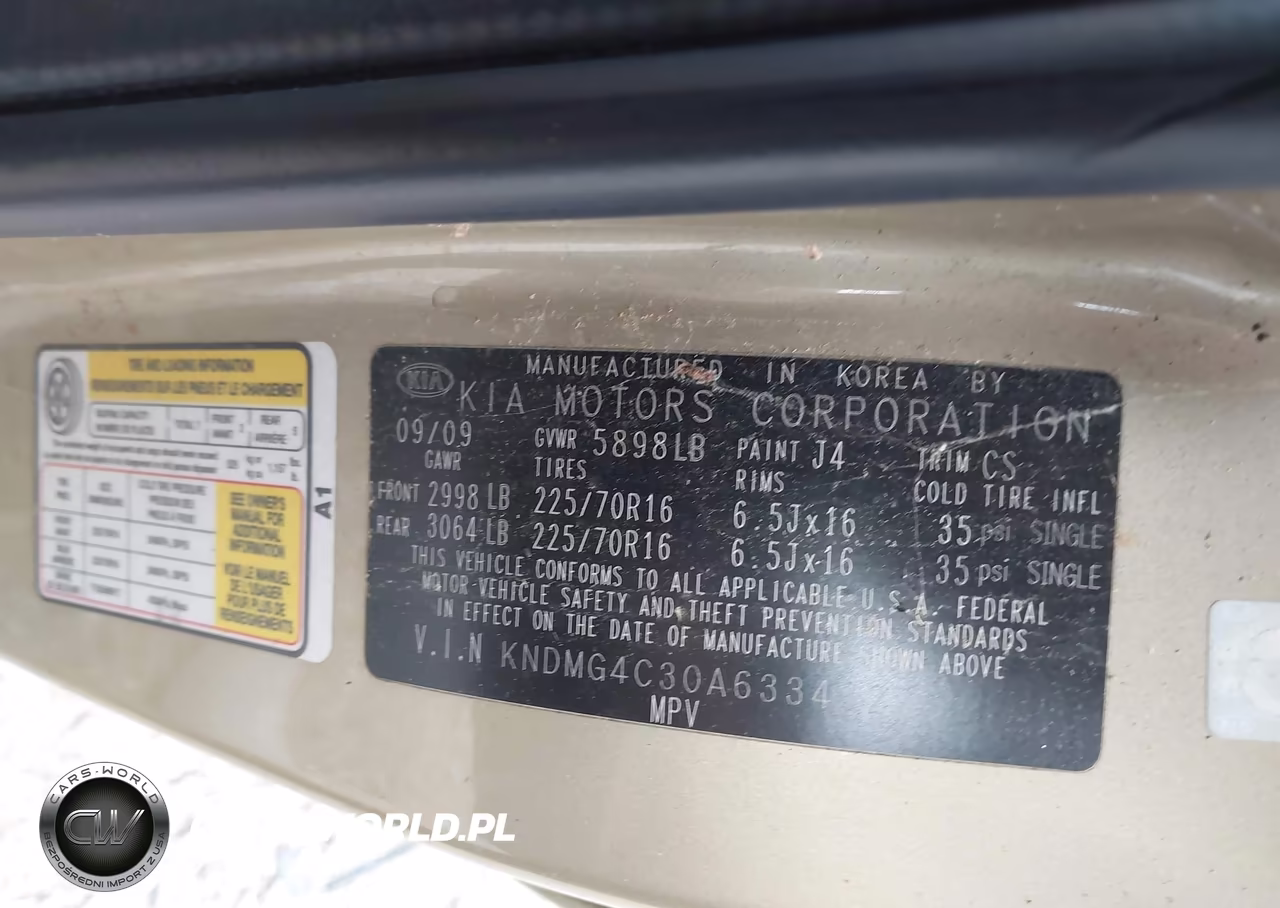 2010 Kia Sedona Lx VIN:KNDMG4C30A6334327 - 9