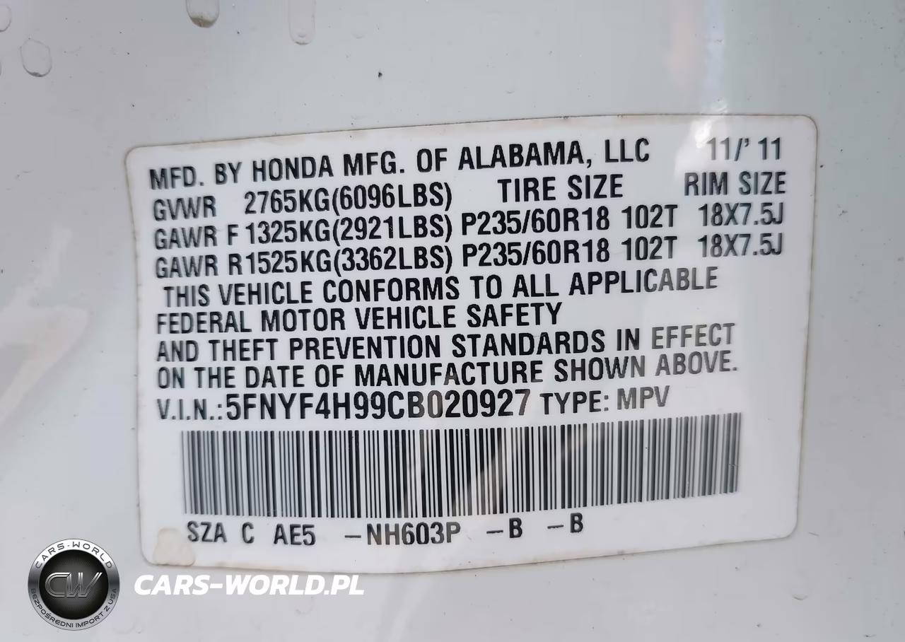 2012 Honda Pilot Touring VIN:5FNYF4H99CB020927 - 9