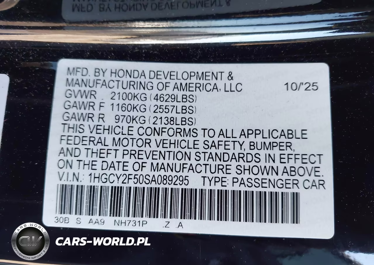 2025 Honda Accord Hybrid Sport VIN:1HGCY2F50SA089295 - 9