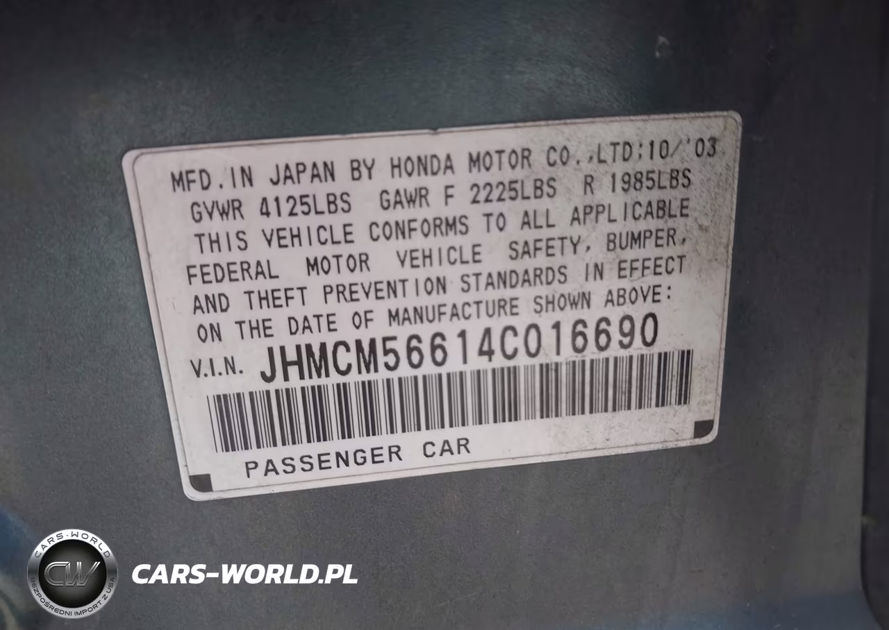 2004 Honda Accord 2.4 Ex VIN:JHMCM56614C016690 - 9