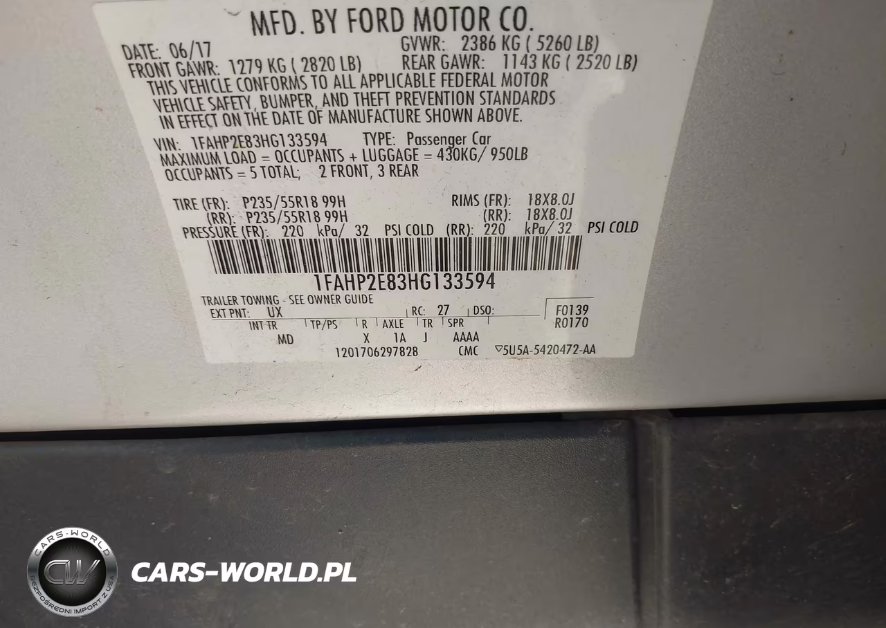 2017 Ford Taurus Sel VIN:1FAHP2E83HG133594 - 9
