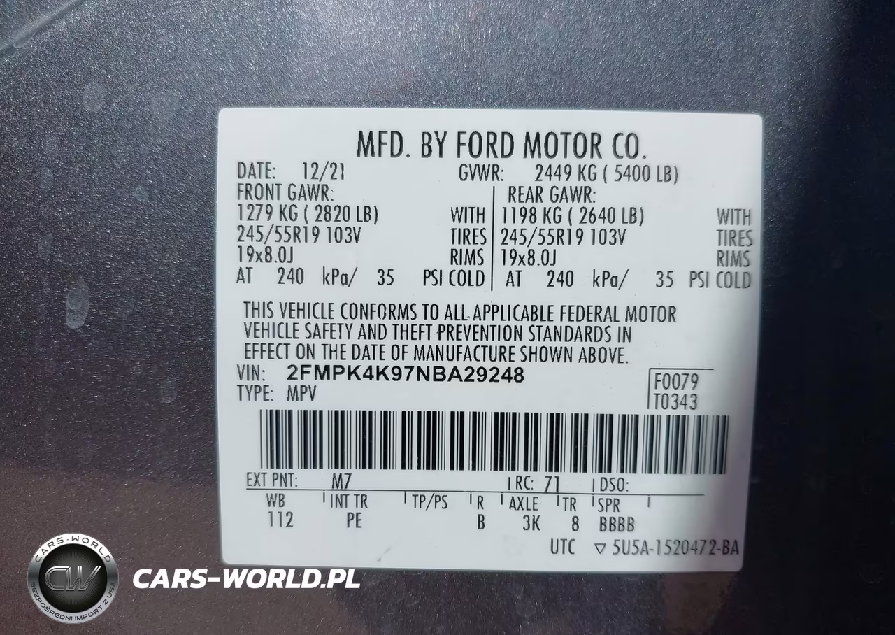 2022 Ford Edge Titanium VIN:2FMPK4K97NBA29248 - 9