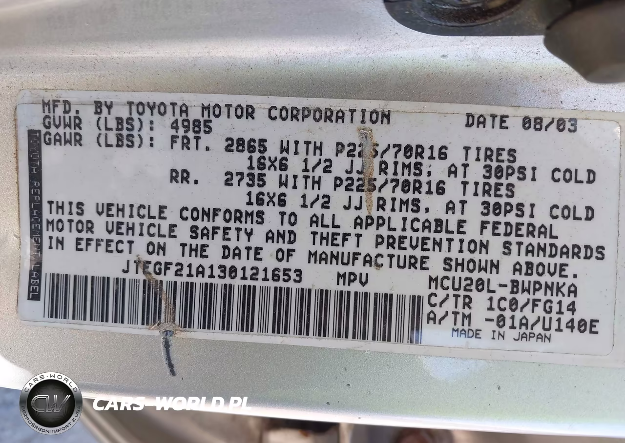 2003 Toyota Highlander V6 VIN:JTEGF21A130121653 - 9