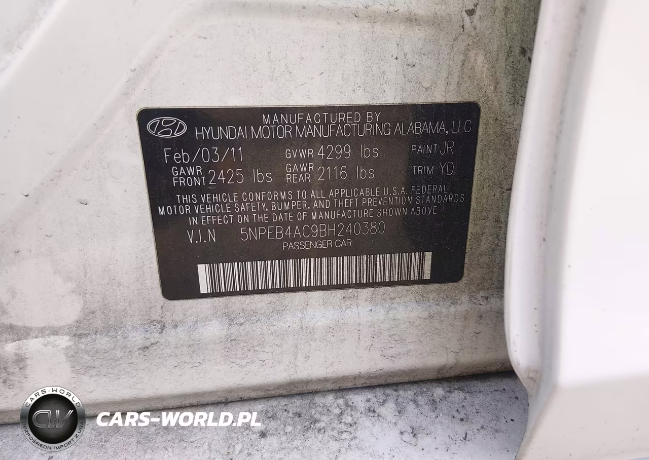 2011 Hyundai Sonata Gls VIN:5NPEB4AC9BH240380 - 9
