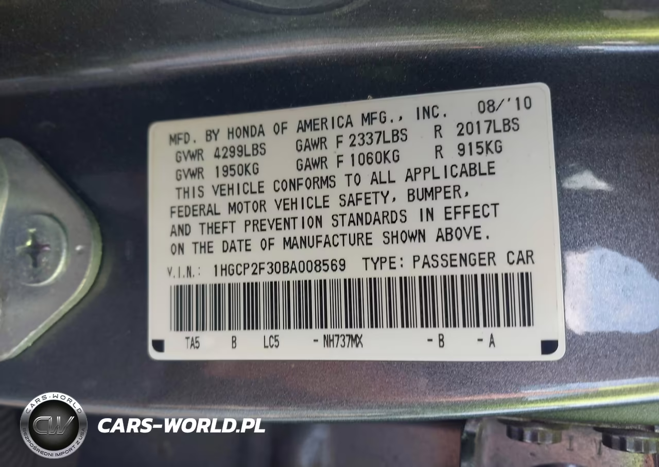 2011 Honda Accord 2.4 Lx VIN:1HGCP2F30BA008569 - 9