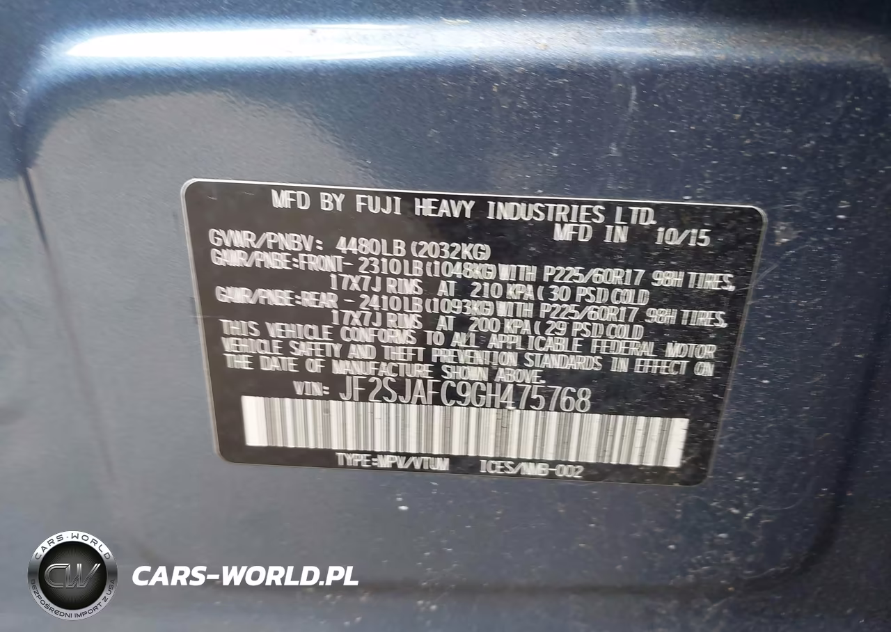 2016 Subaru Forester 2.5I Premium VIN:JF2SJAFC9GH475768 - 9