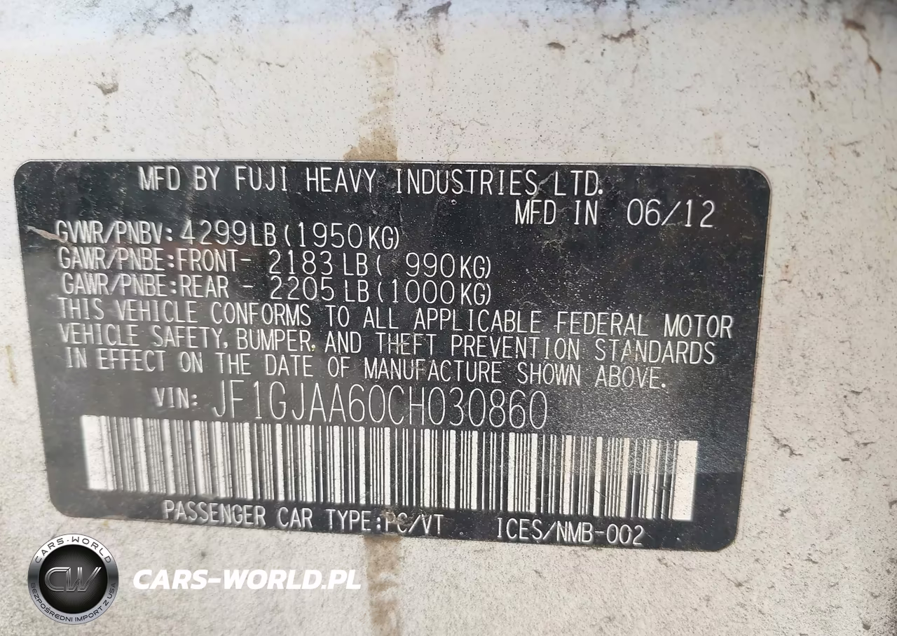 2012 Subaru Impreza 2.0I VIN:JF1GJAA60CH030860 - 9