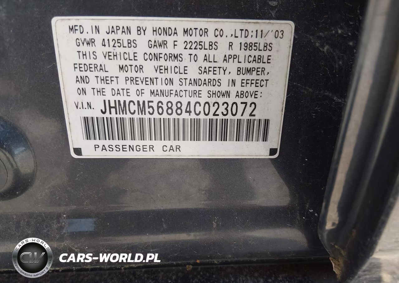 2004 Honda Accord 2.4 Ex VIN:JHMCM56884C023072 - 9