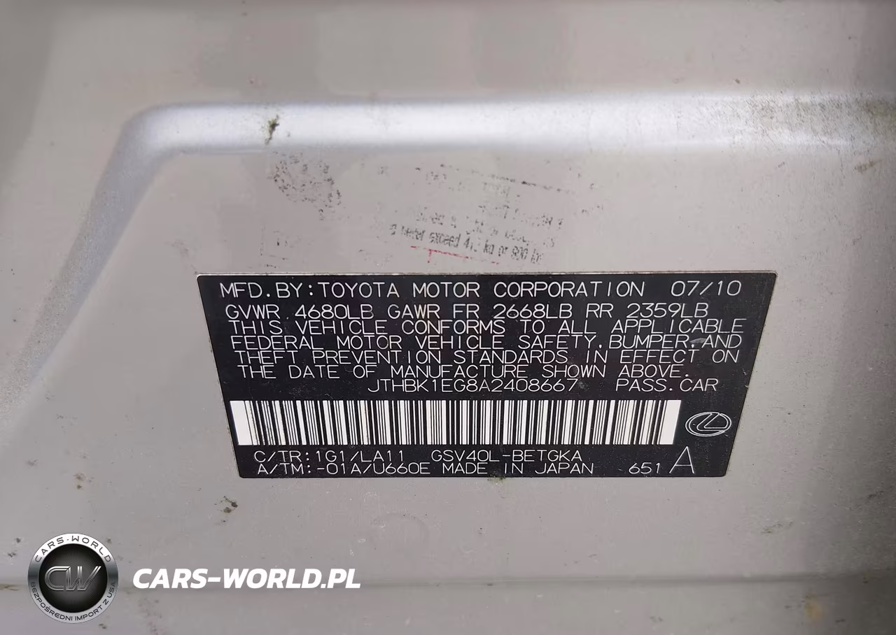 2010 Lexus Es 350 VIN:JTHBK1EG8A2408667 - 9