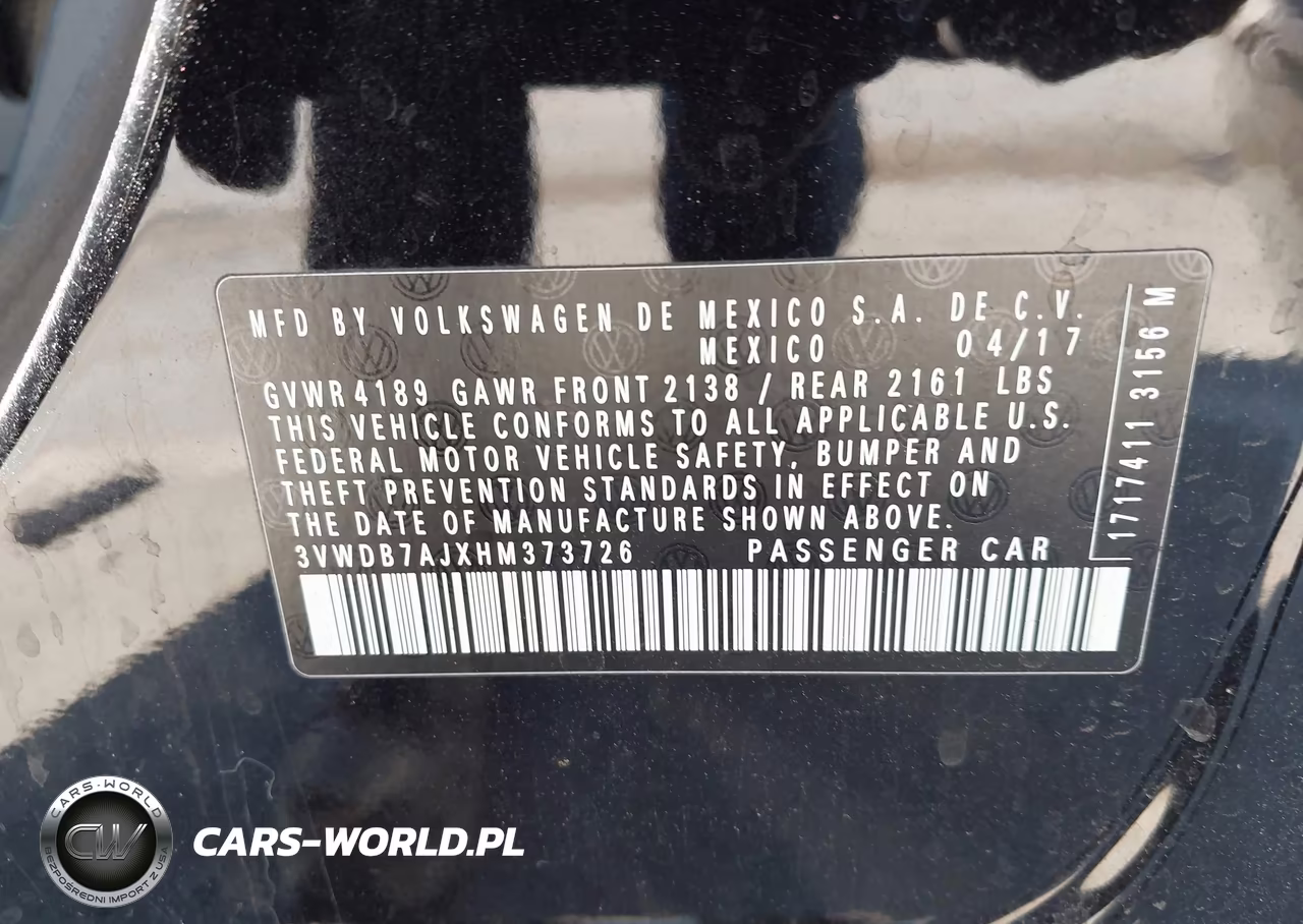 2017 Volkswagen Jetta 1.4T Se VIN:3VWDB7AJXHM373726 - 9