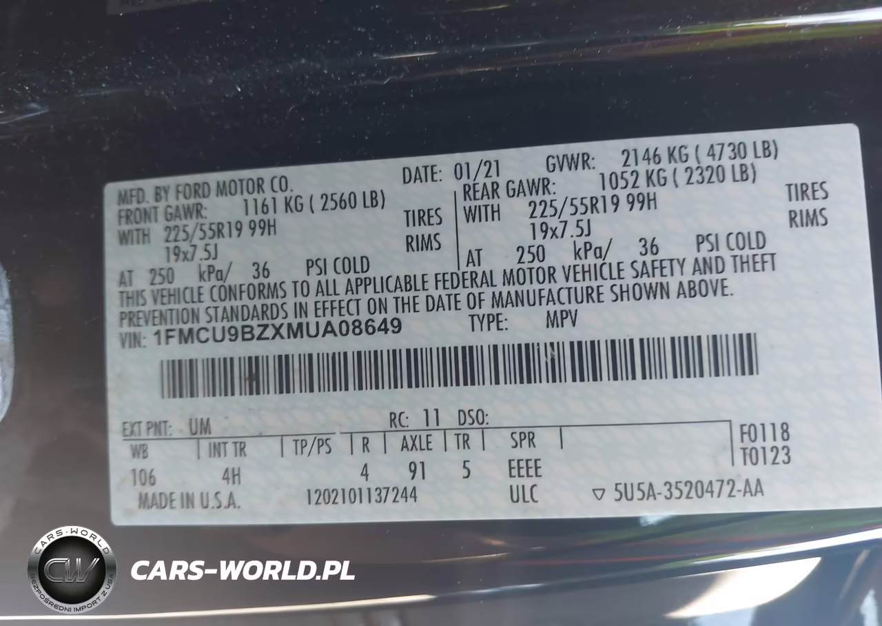 2021 Ford Escape Se Hybrid VIN:1FMCU9BZXMUA08649 - 9