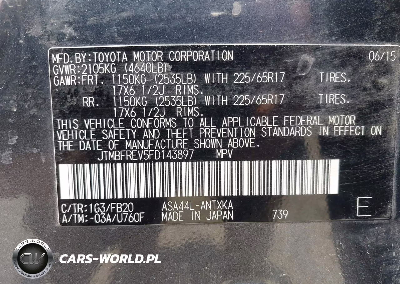 2015 Toyota Rav4 Le VIN:JTMBFREV5FD143897 - 9