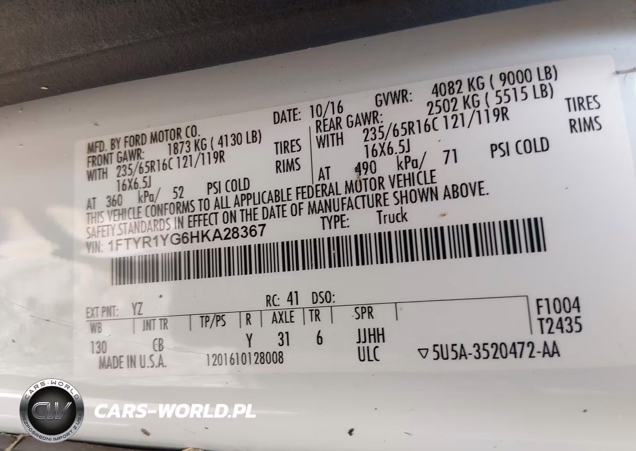 2017 Ford Transit-250 VIN:1FTYR1YG6HKA28367 - 9