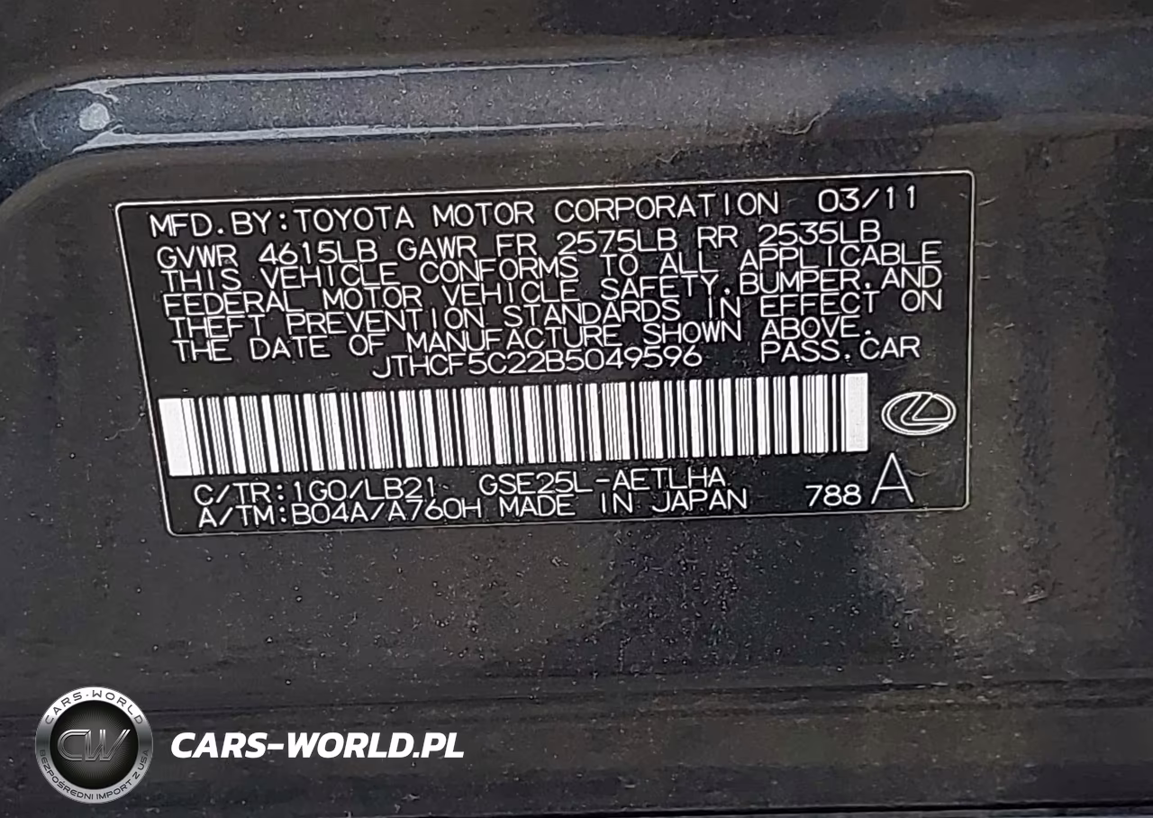 2011 Lexus Is 250 VIN:JTHCF5C22B5049596 - 9