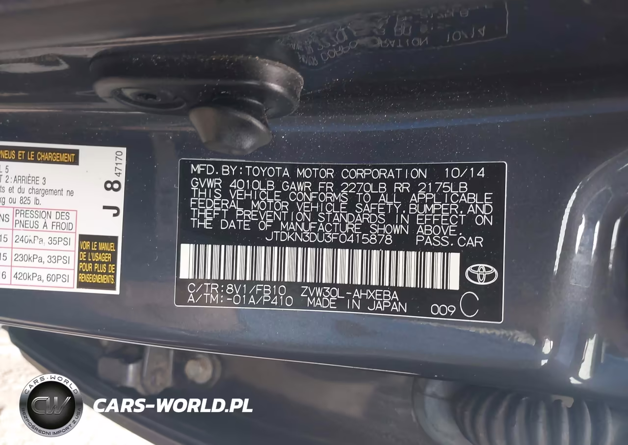 2015 Toyota Prius Three VIN:JTDKN3DU3F0415878 - 9
