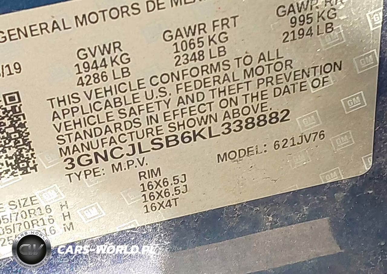 2019 Chevrolet Trax Lt VIN:3GNCJLSB6KL338882 - 9