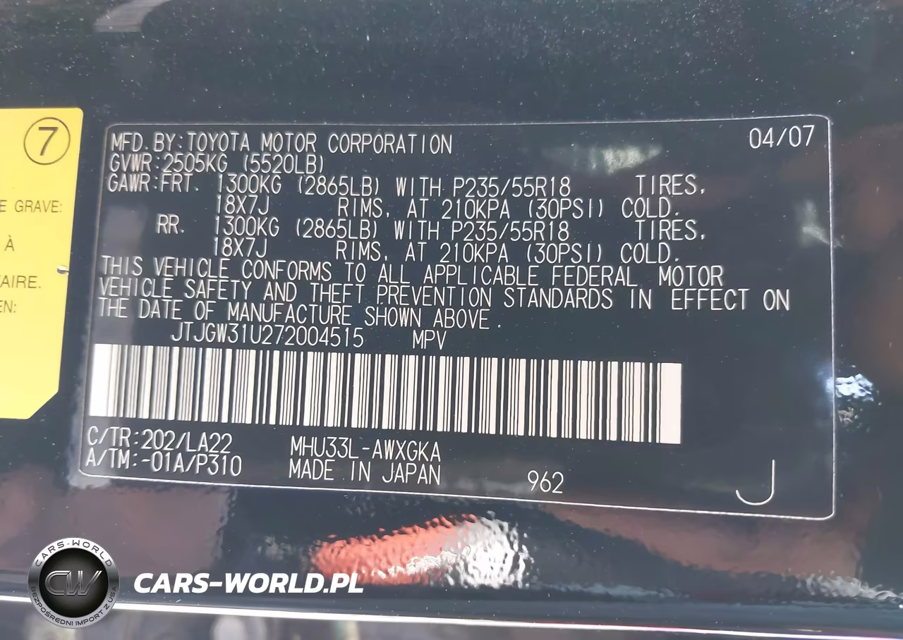 2007 Lexus Rx 400H VIN:JTJGW31U272004515 - 9