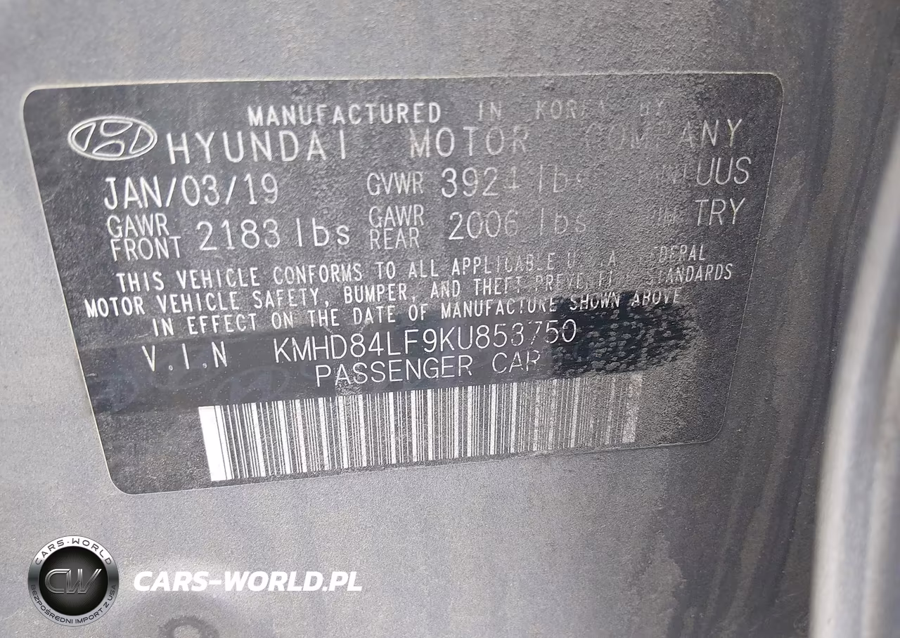 2019 Hyundai Elantra Value Edition VIN:KMHD84LF9KU853750 - 9
