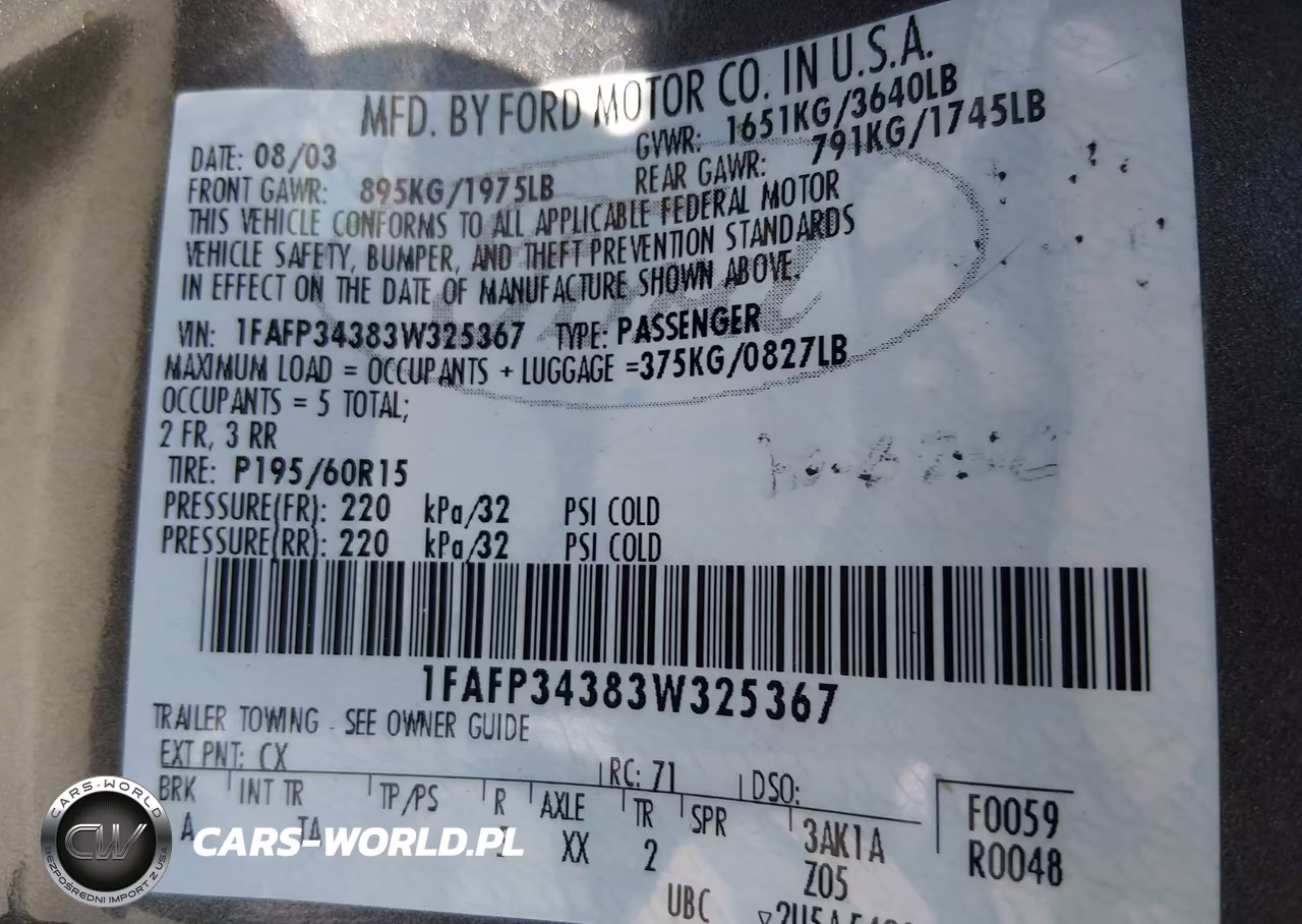 2003 Ford Focus Se VIN:1FAFP34383W325367 - 9