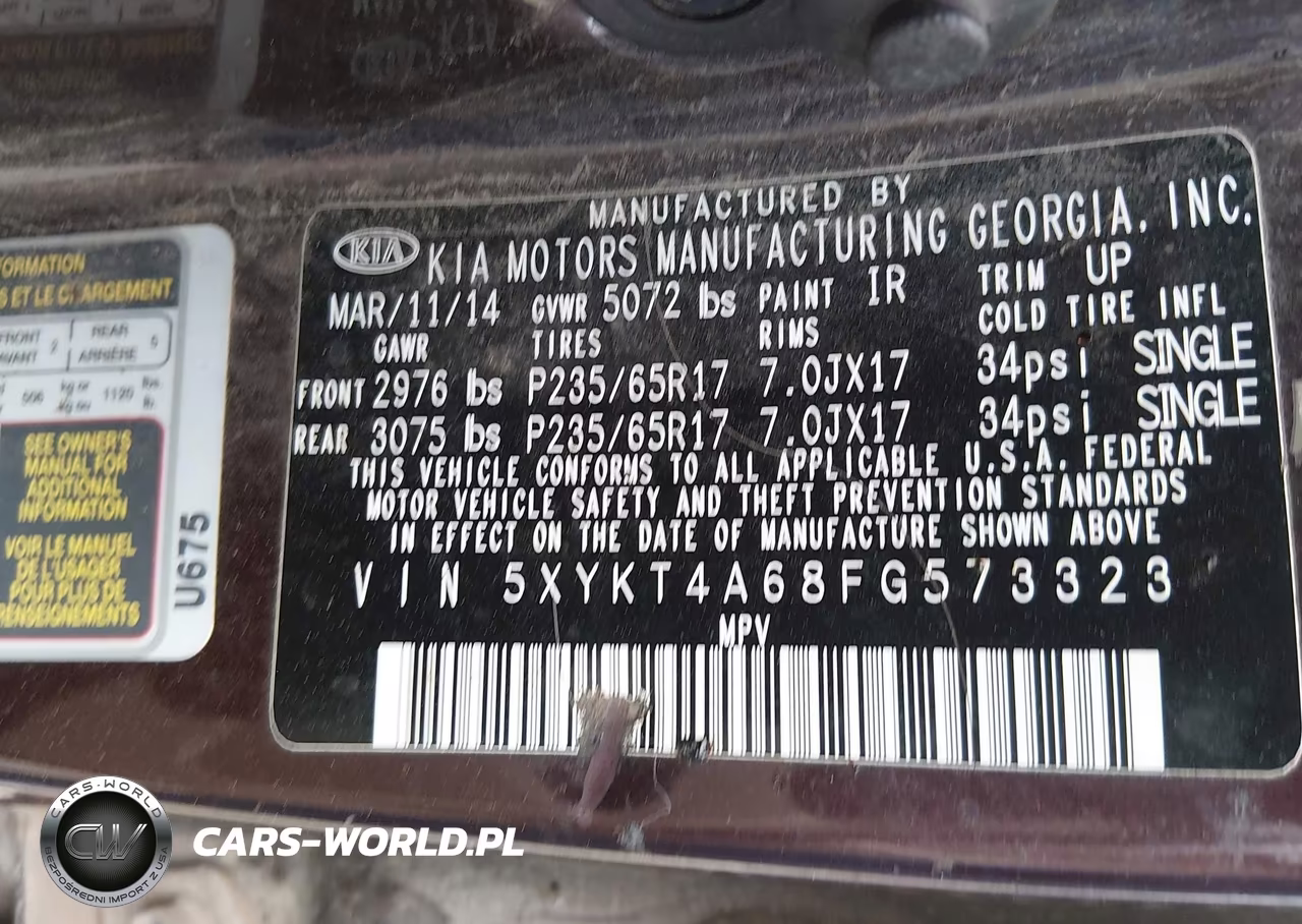 2015 Kia Sorento Lx VIN:5XYKT4A68FG573323 - 9
