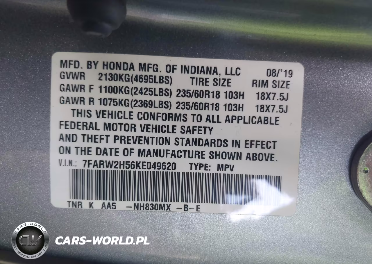 2019 Honda Cr-V Ex VIN:7FARW2H56KE049620 - 9