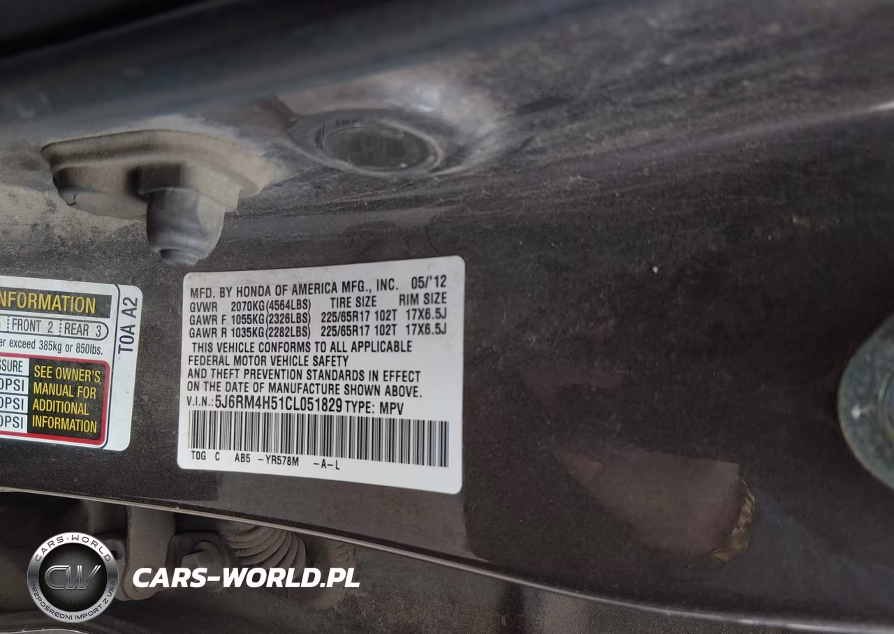 2012 Honda Cr-V Ex VIN:5J6RM4H51CL051829 - 9