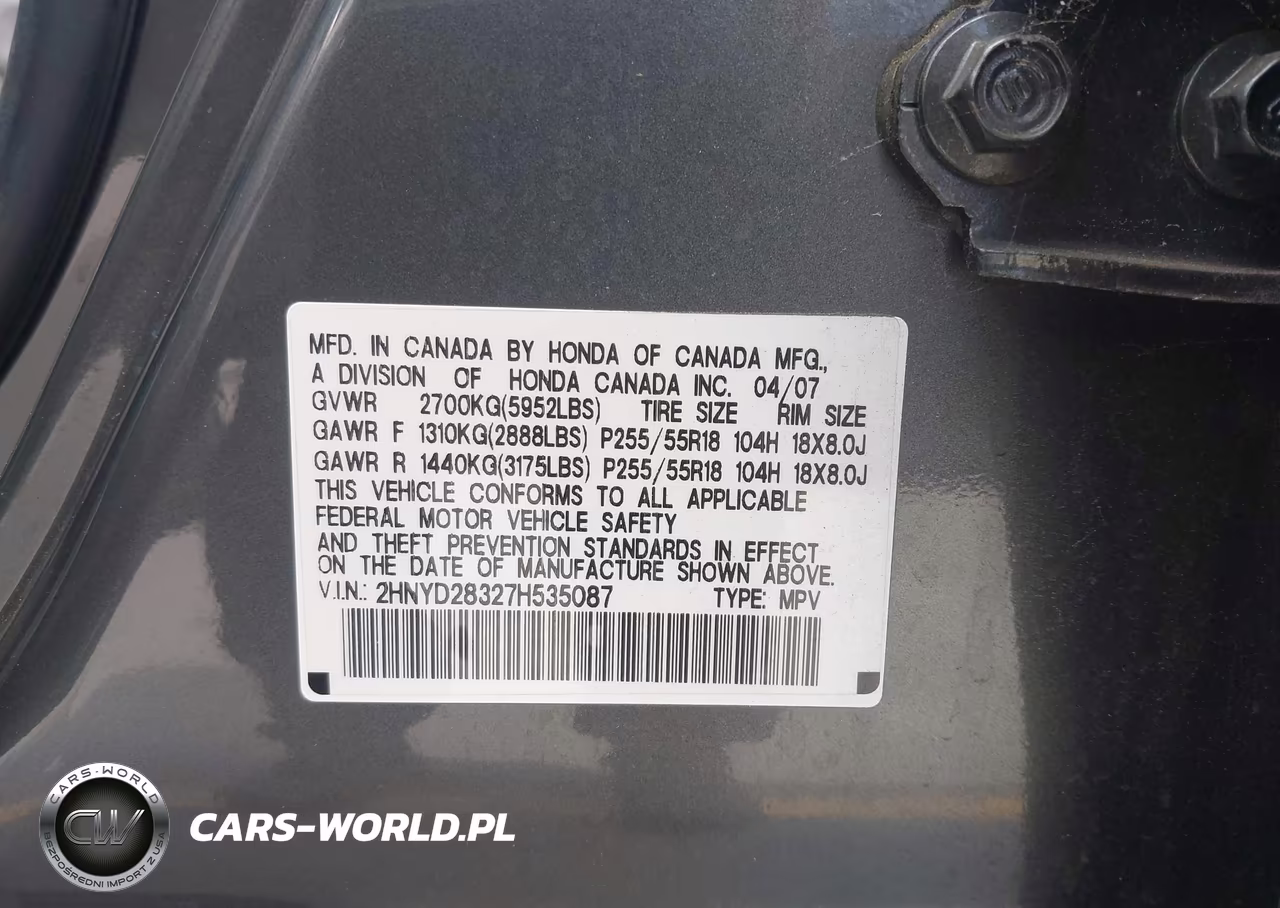 2007 Acura Mdx Technology Package VIN:2HNYD28327H535087 - 9