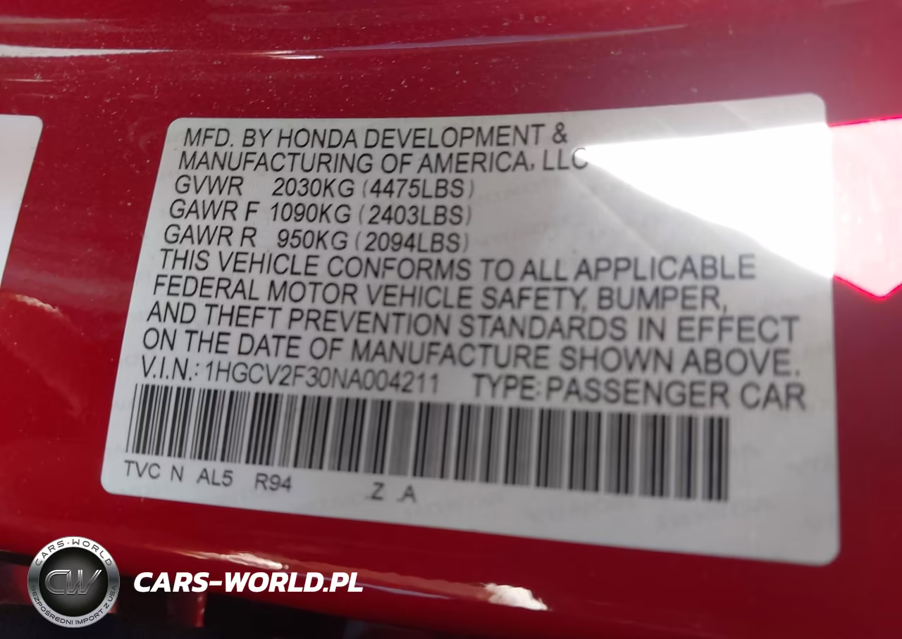 2022 Honda Accord Sport 2.0T VIN:1HGCV2F30NA004211 - 9