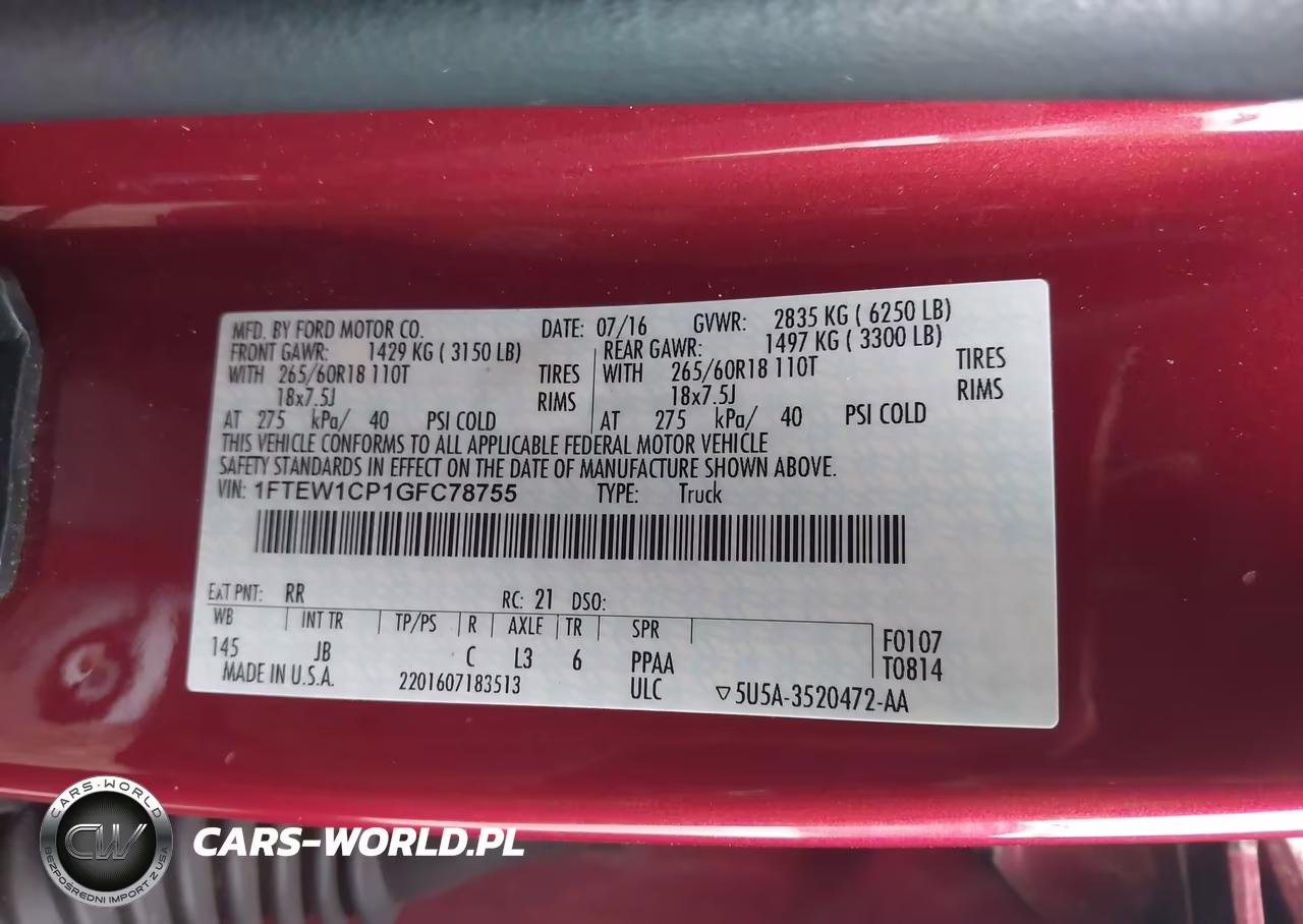 2016 Ford F-150 Lariat-Xl-Xlt VIN:1FTEW1CP1GFC78755 - 9