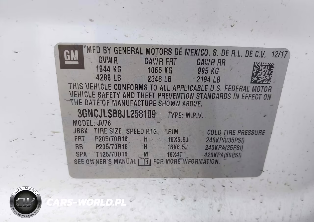 2018 Chevrolet Trax Lt VIN:3GNCJLSB8JL258109 - 9