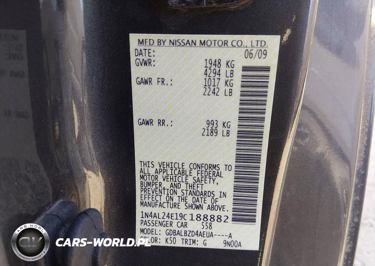 2009 Nissan Altima 2.5 S VIN:1N4AL24E19C188882 - 9