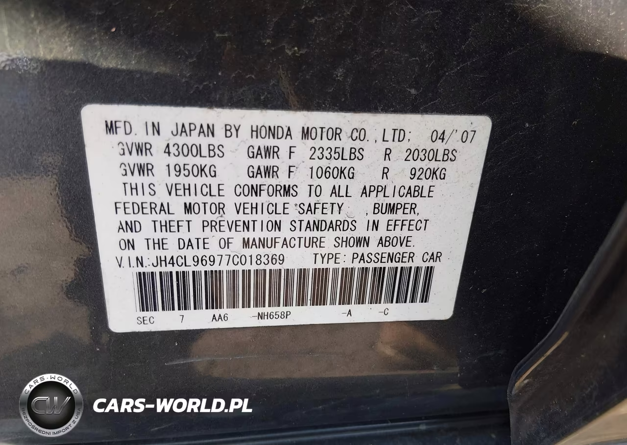 2007 Acura Tsx VIN:JH4CL96977C018369 - 9