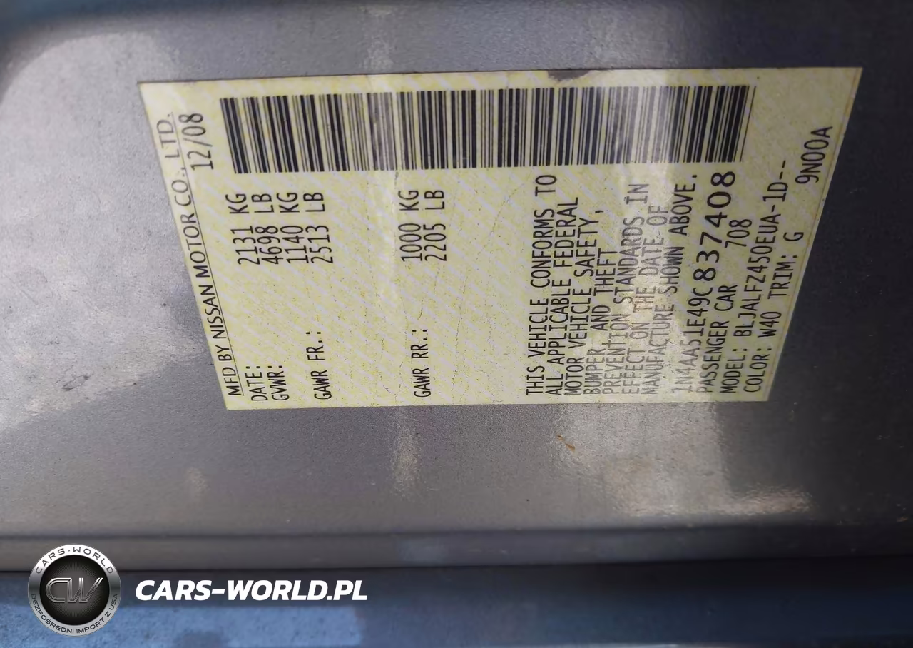 2009 Nissan Maxima 3.5 Sv VIN:1N4AA51E49C837408 - 9