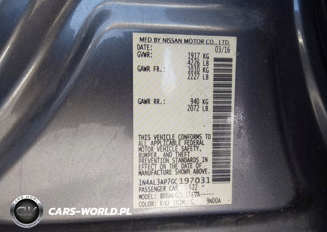 2016 Nissan Altima 2.5-2.5 S-2.5 Sl-2.5 Sr-2.5 Sv VIN:1N4AL3AP7GC197031 - 9