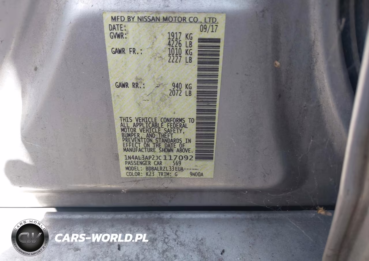 2018 Nissan Altima 2.5 Sl VIN:1N4AL3AP2JC117092 - 9