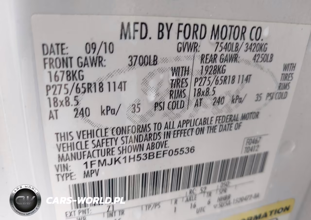 2011 Ford Expedition El Xlt VIN:1FMJK1H53BEF05536 - 9