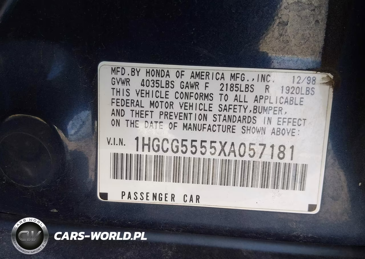 1999 Honda Accord Ex VIN:1HGCG5555XA057181 - 9