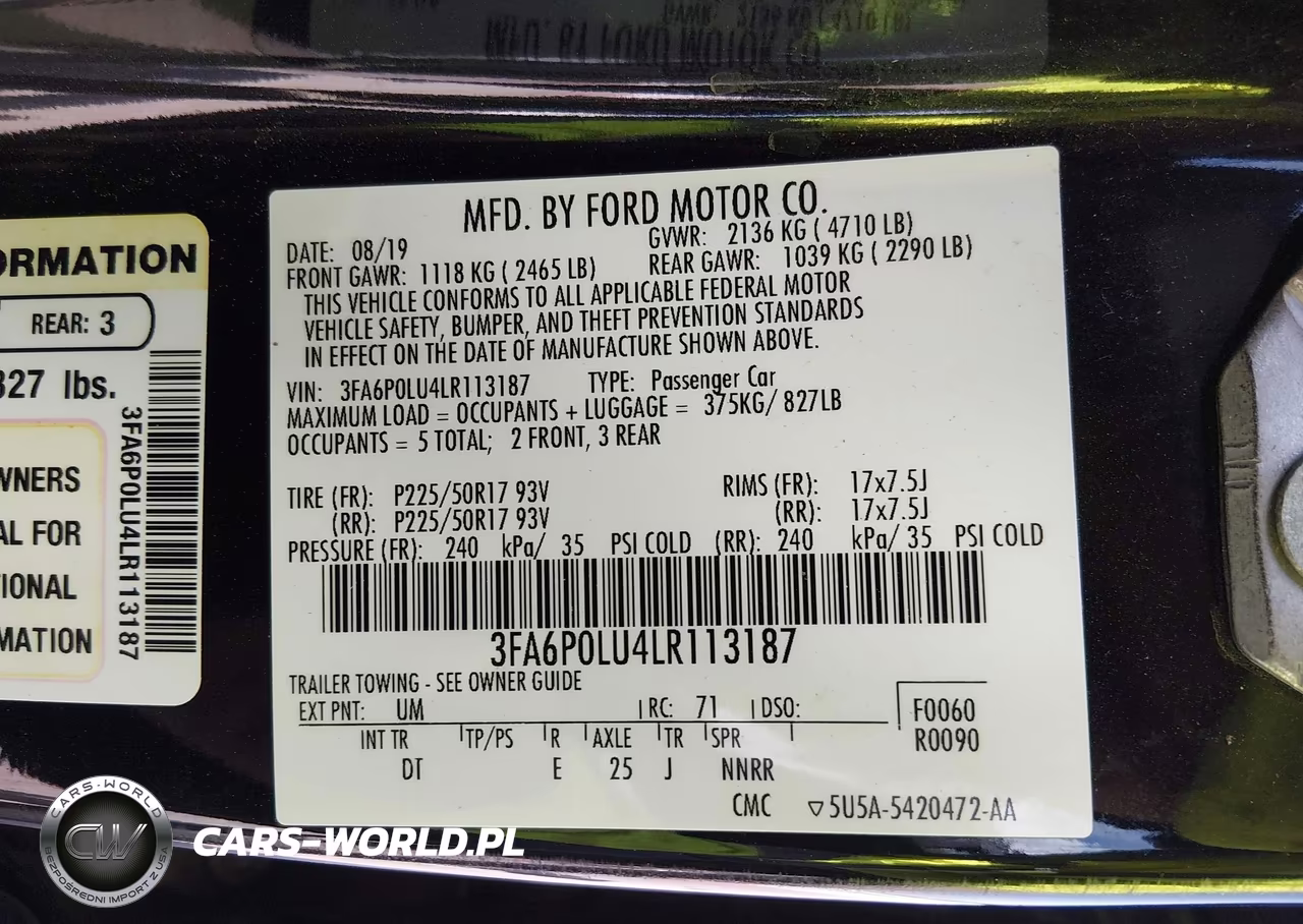 2020 Ford Fusion Hybrid Se VIN:3FA6P0LU4LR113187 - 9