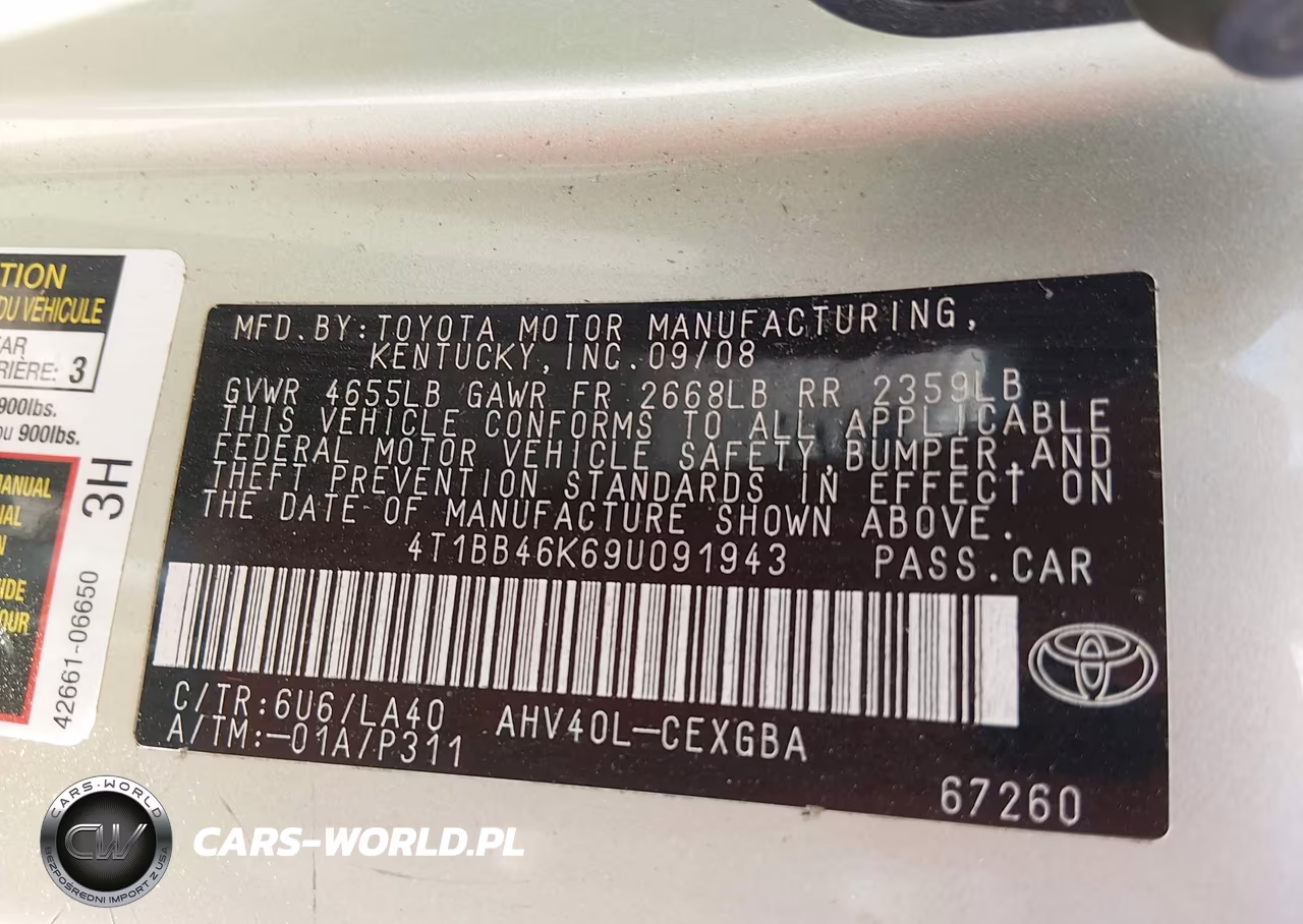 2009 Toyota Camry Hybrid VIN:4T1BB46K69U091943 - 9