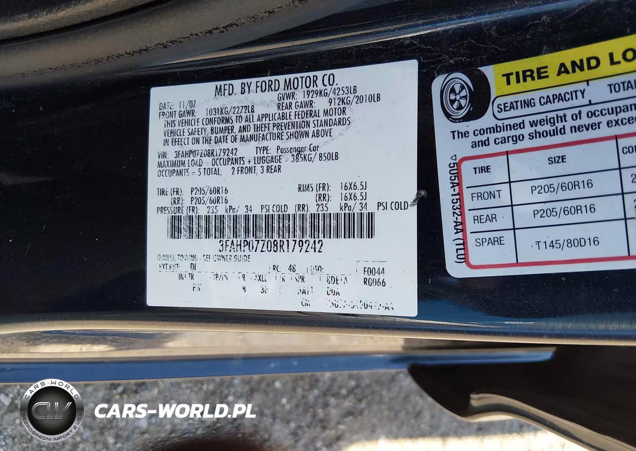 2008 Ford Fusion Se VIN:3FAHP07Z08R179242 - 9