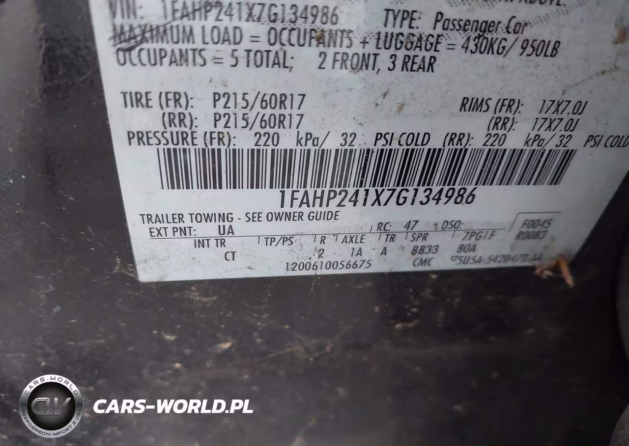 2007 Ford Five Hundred Sel VIN:1FAHP241X7G134986 - 9