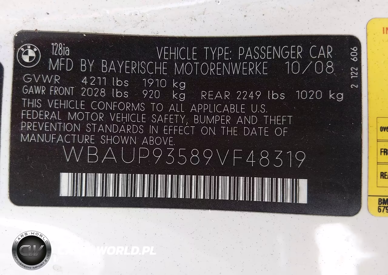 2009 BMW 128I VIN:WBAUP93589VF48319 - 9
