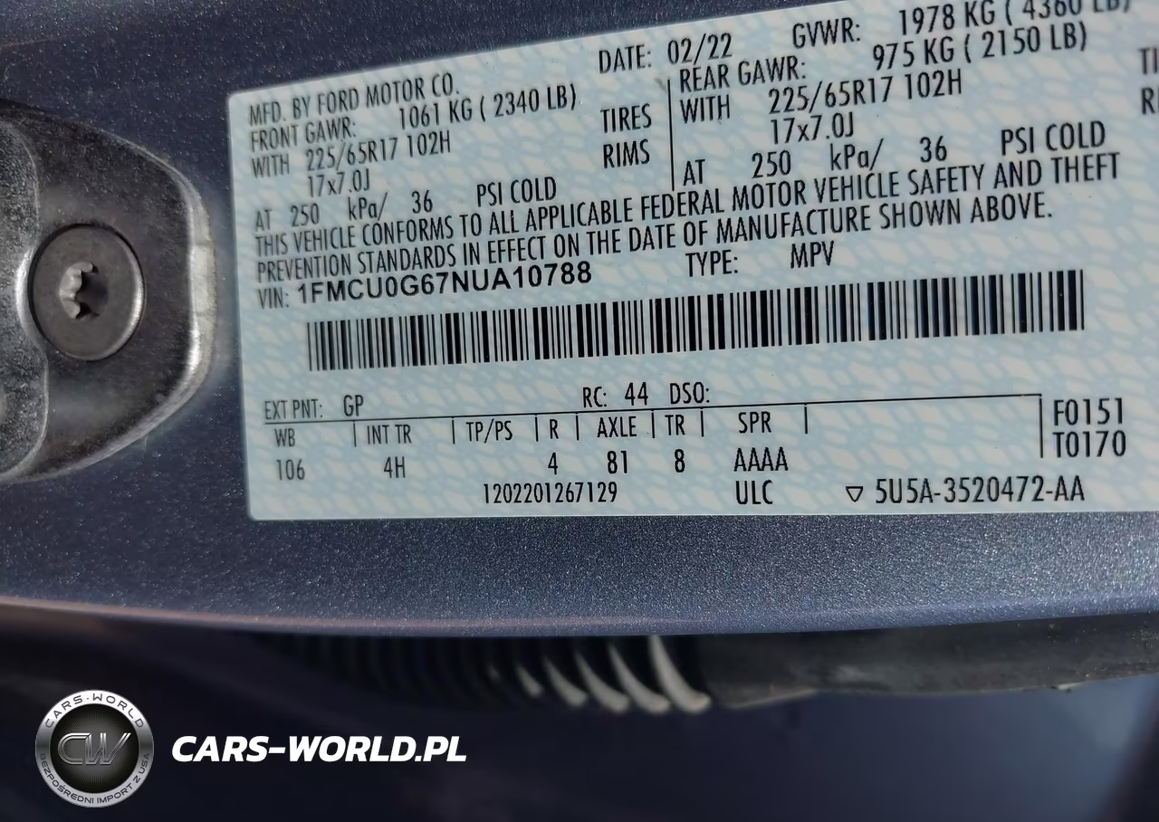 2022 Ford Escape Se VIN:1FMCU0G67NUA10788 - 9