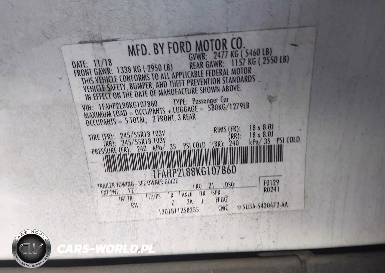 2019 Ford Police Interceptor VIN:1FAHP2L88KG107860 - 9