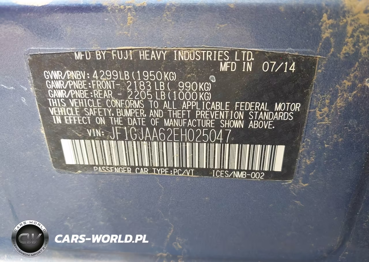 2014 Subaru Impreza 2.0I VIN:JF1GJAA62EH025047 - 9