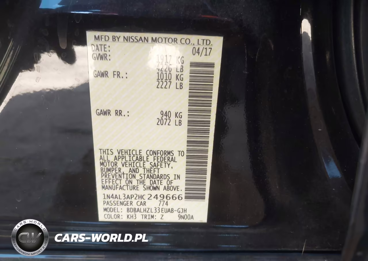 2017 Nissan Altima 2.5 Sr VIN:1N4AL3AP2HC249666 - 9