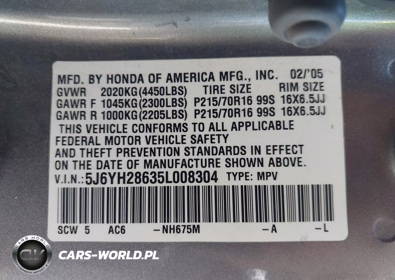 2005 Honda Element Ex VIN:5J6YH28635L008304 - 9