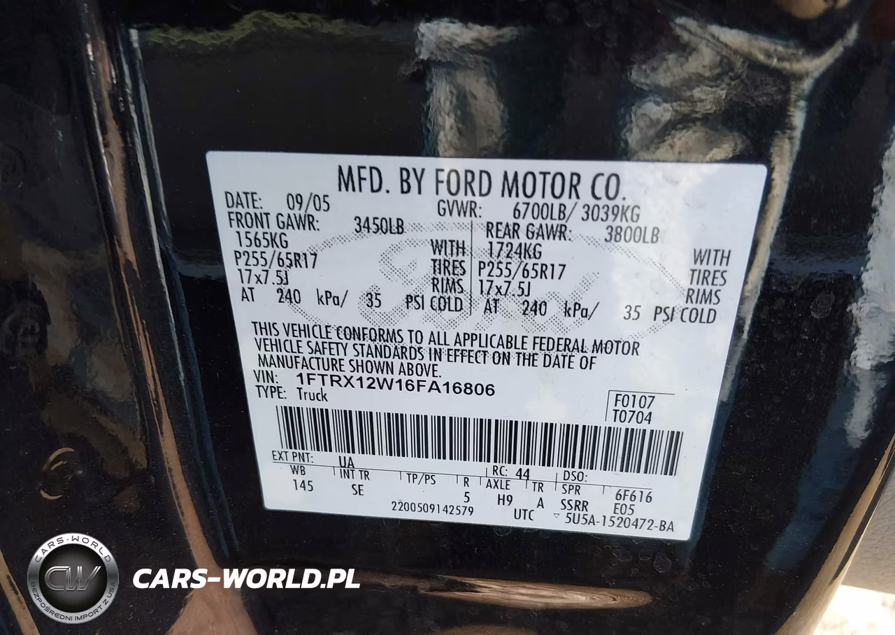 2006 Ford F-150 Stx-Xl-Xlt VIN:1FTRX12W16FA16806 - 9