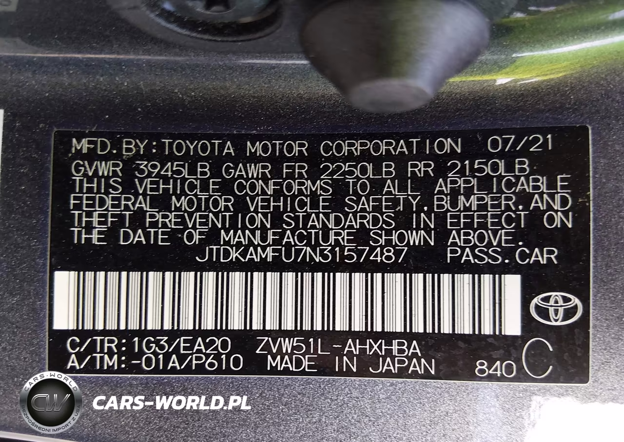 2022 Toyota Prius Xle VIN:JTDKAMFU7N3157487 - 9