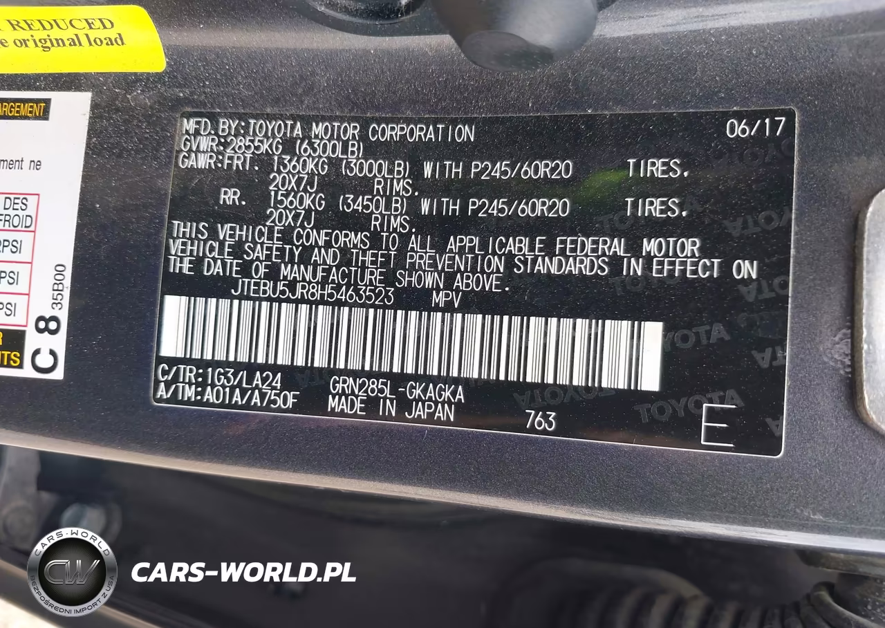 2017 Toyota 4Runner Limited VIN:JTEBU5JR8H5463523 - 9